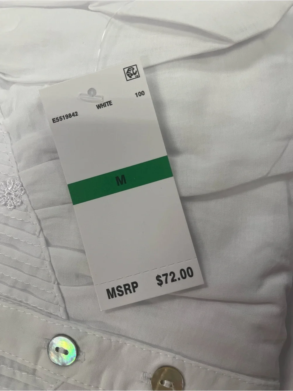 Eileen West White Cotton Button-Front Top with Lace Trim - Picture 2 of 5